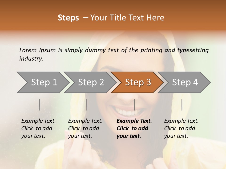A Woman In A Yellow Raincoat Is Smiling PowerPoint Template