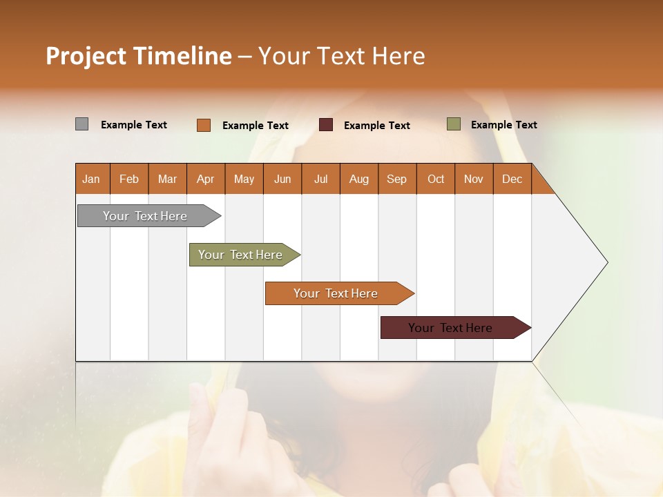 A Woman In A Yellow Raincoat Is Smiling PowerPoint Template