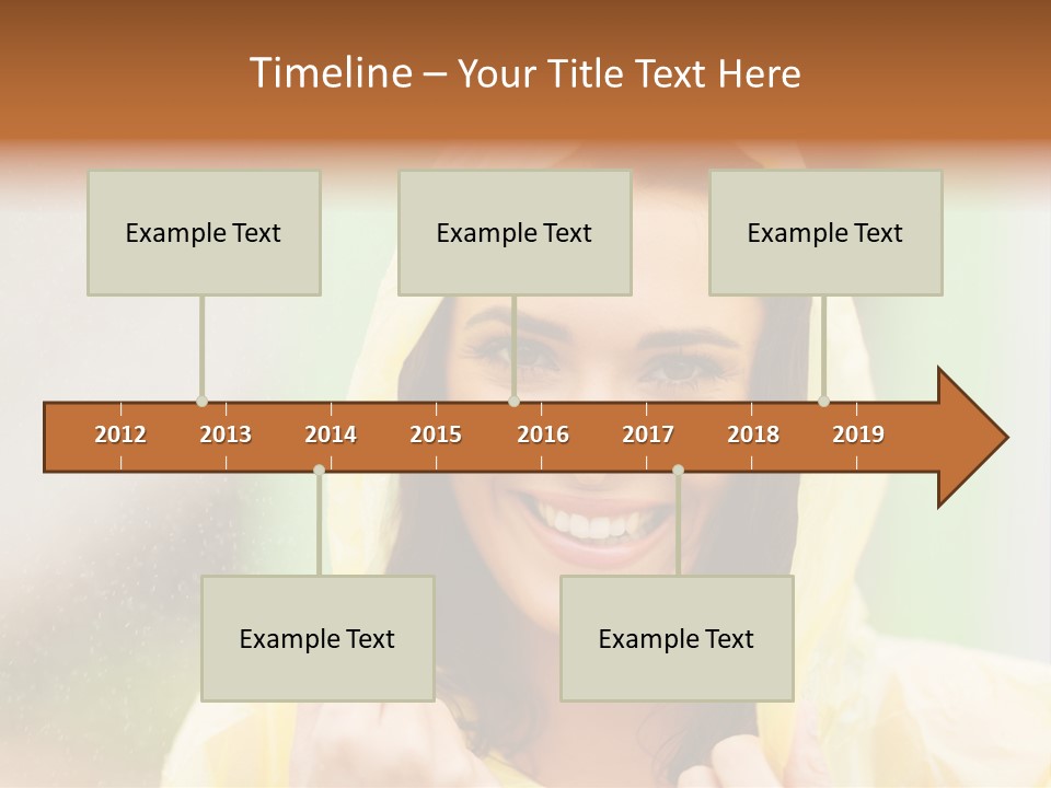 A Woman In A Yellow Raincoat Is Smiling PowerPoint Template