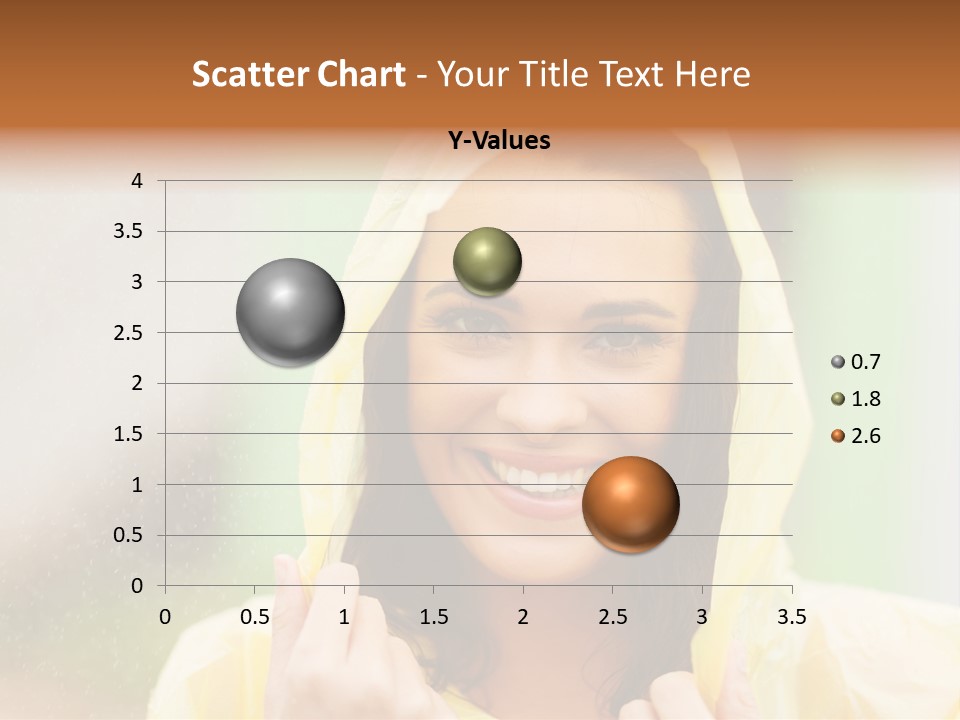 A Woman In A Yellow Raincoat Is Smiling PowerPoint Template