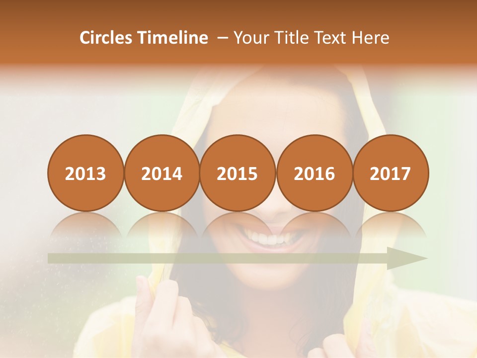 A Woman In A Yellow Raincoat Is Smiling PowerPoint Template