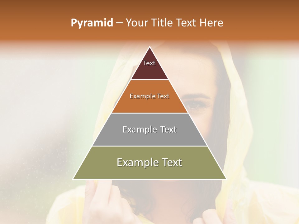 A Woman In A Yellow Raincoat Is Smiling PowerPoint Template