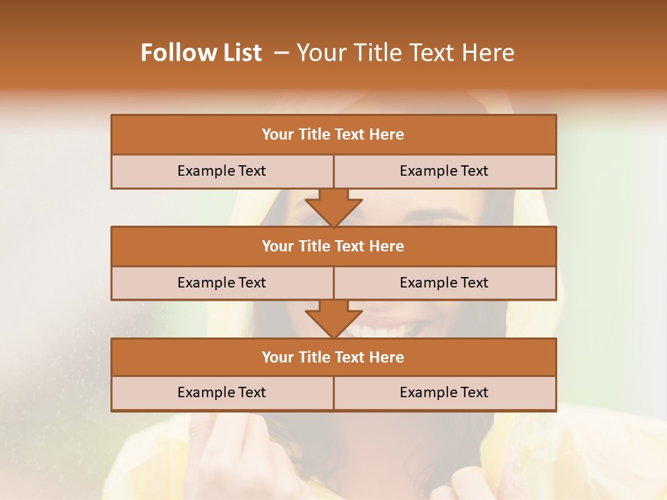 A Woman In A Yellow Raincoat Is Smiling PowerPoint Template