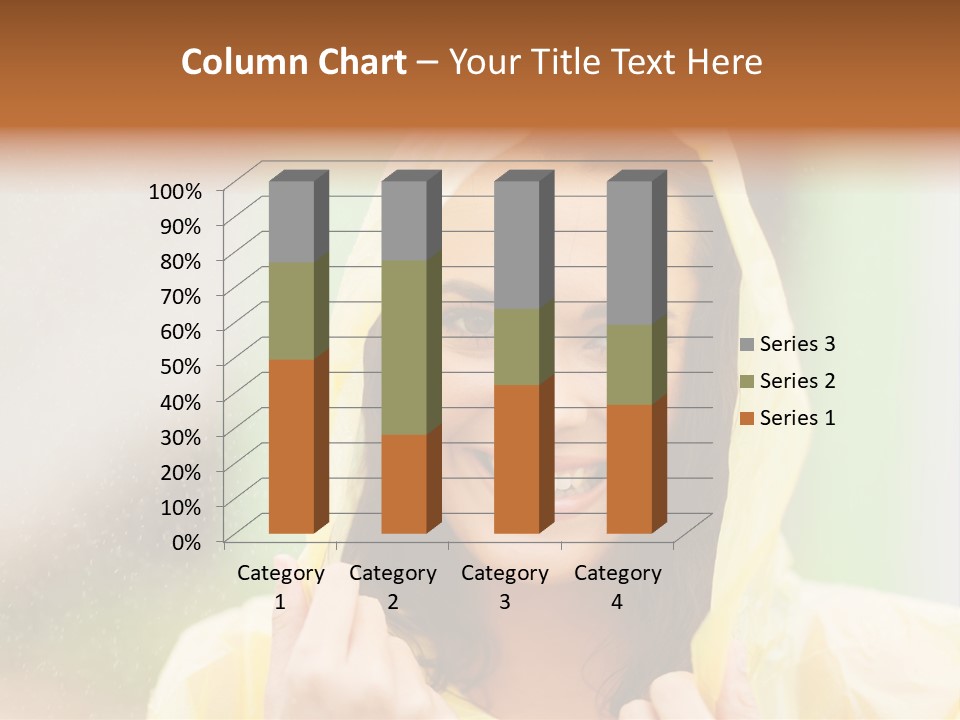 A Woman In A Yellow Raincoat Is Smiling PowerPoint Template