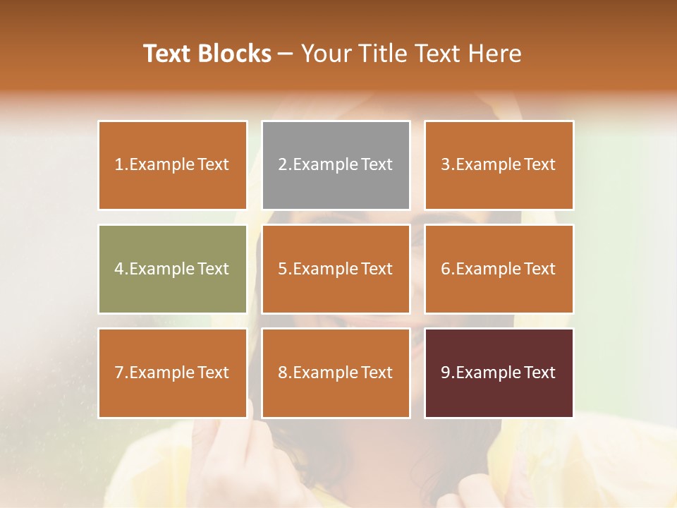 A Woman In A Yellow Raincoat Is Smiling PowerPoint Template