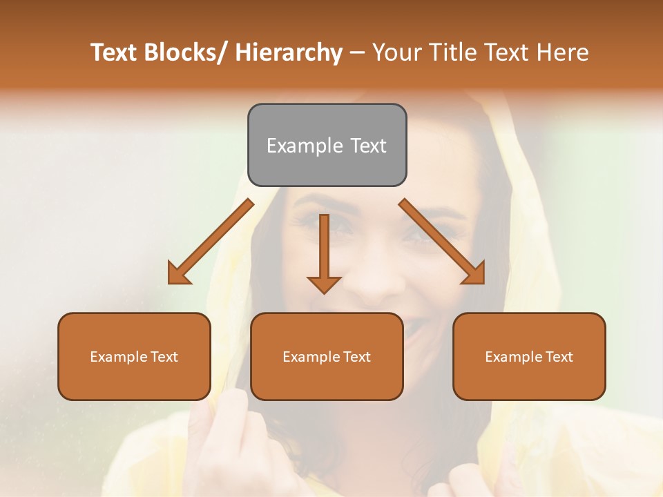 A Woman In A Yellow Raincoat Is Smiling PowerPoint Template