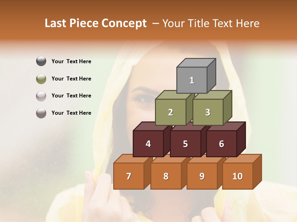 A Woman In A Yellow Raincoat Is Smiling PowerPoint Template