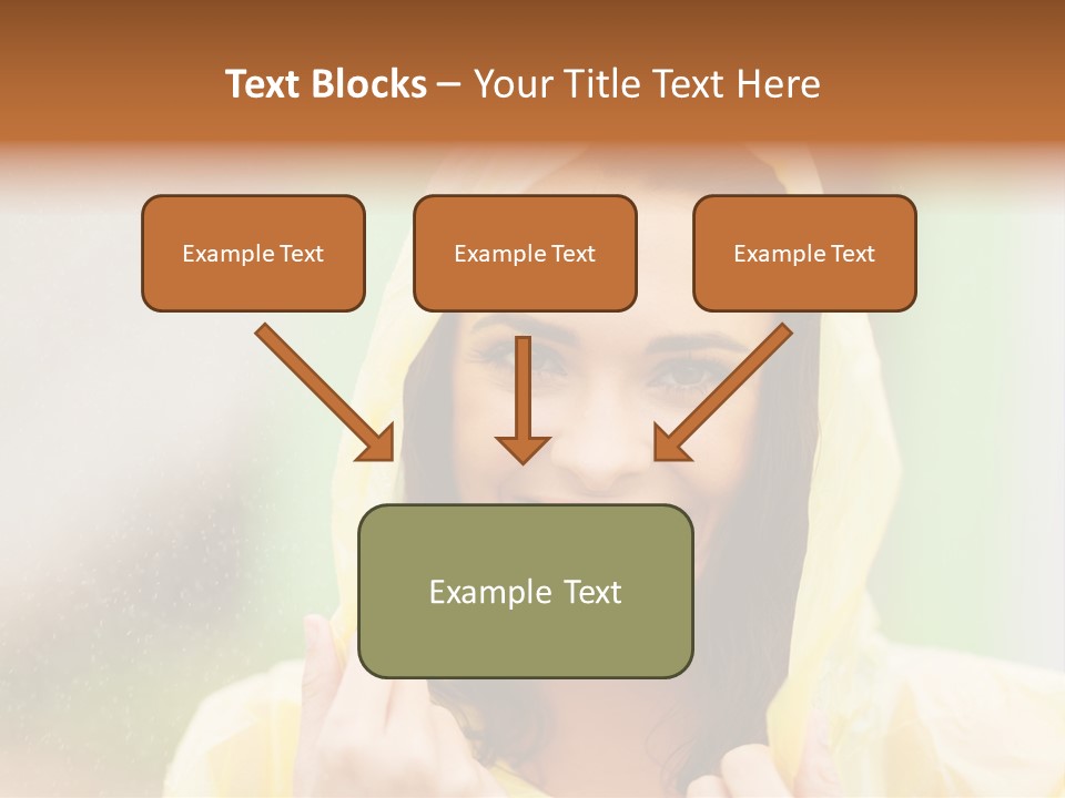 A Woman In A Yellow Raincoat Is Smiling PowerPoint Template