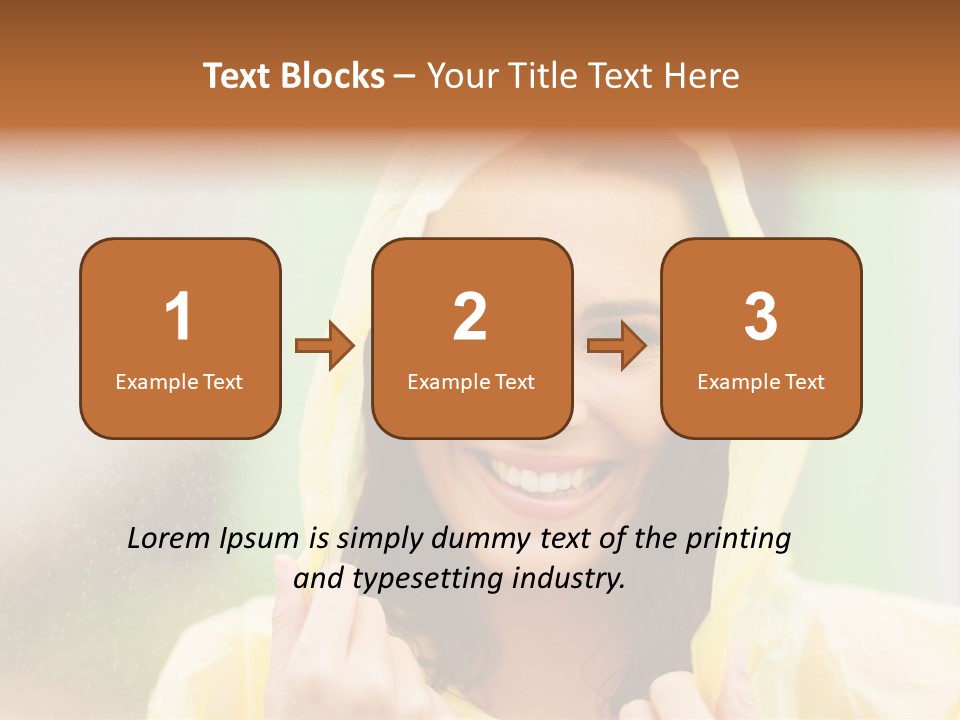 A Woman In A Yellow Raincoat Is Smiling PowerPoint Template