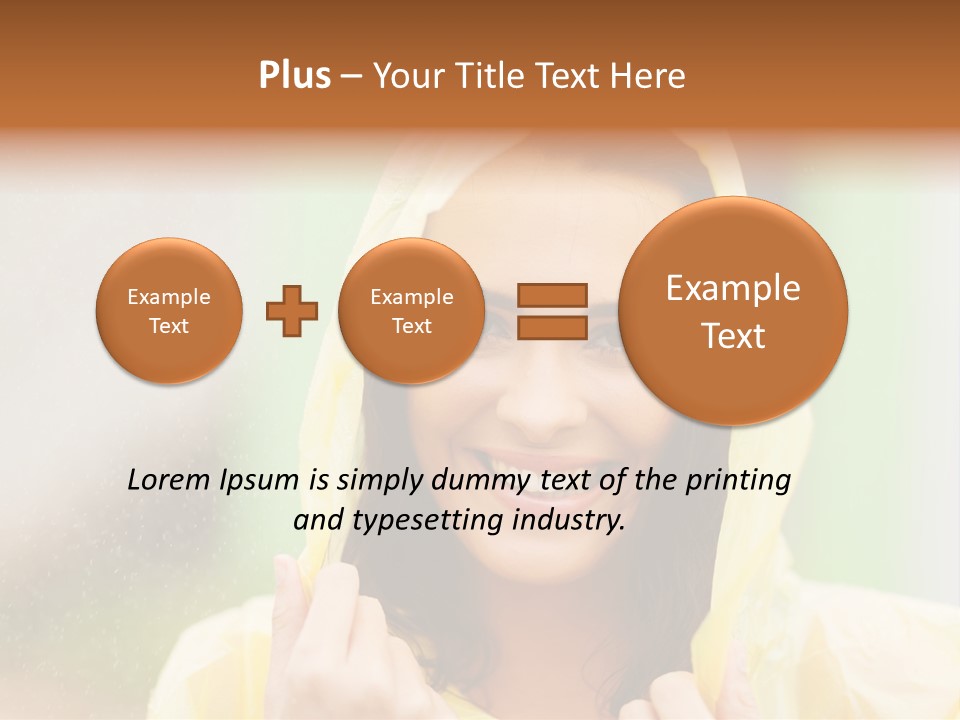 A Woman In A Yellow Raincoat Is Smiling PowerPoint Template