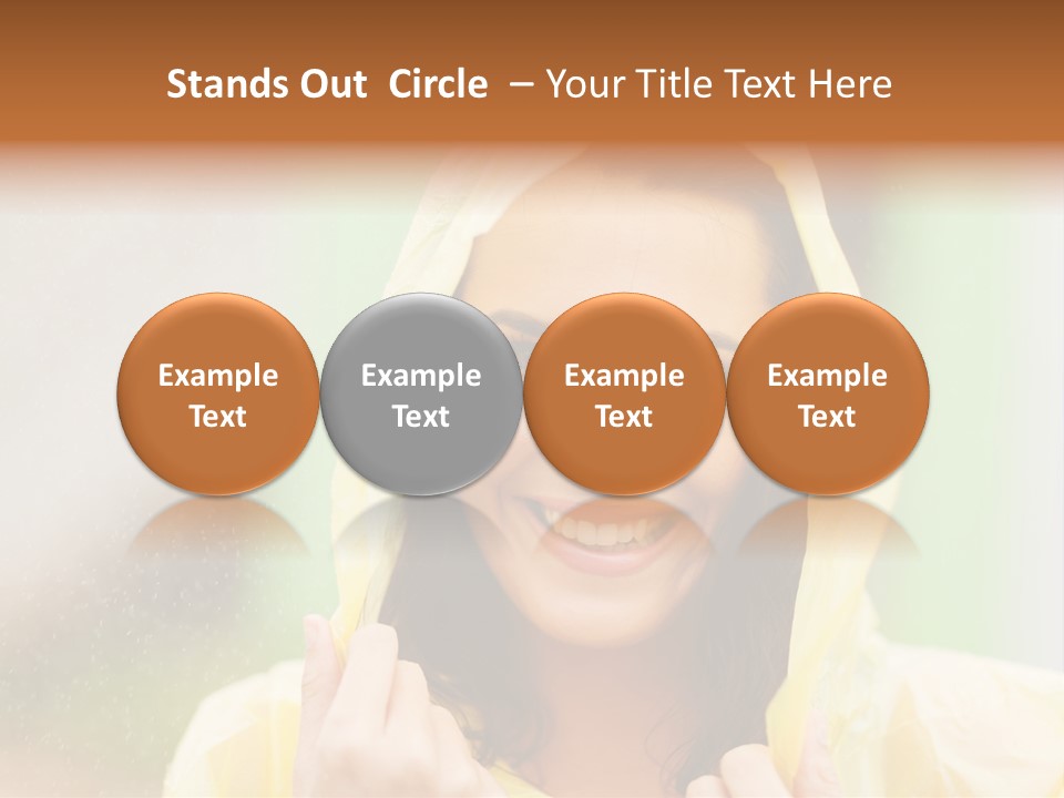 A Woman In A Yellow Raincoat Is Smiling PowerPoint Template