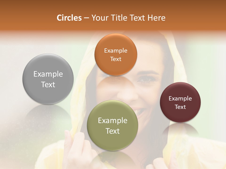 A Woman In A Yellow Raincoat Is Smiling PowerPoint Template