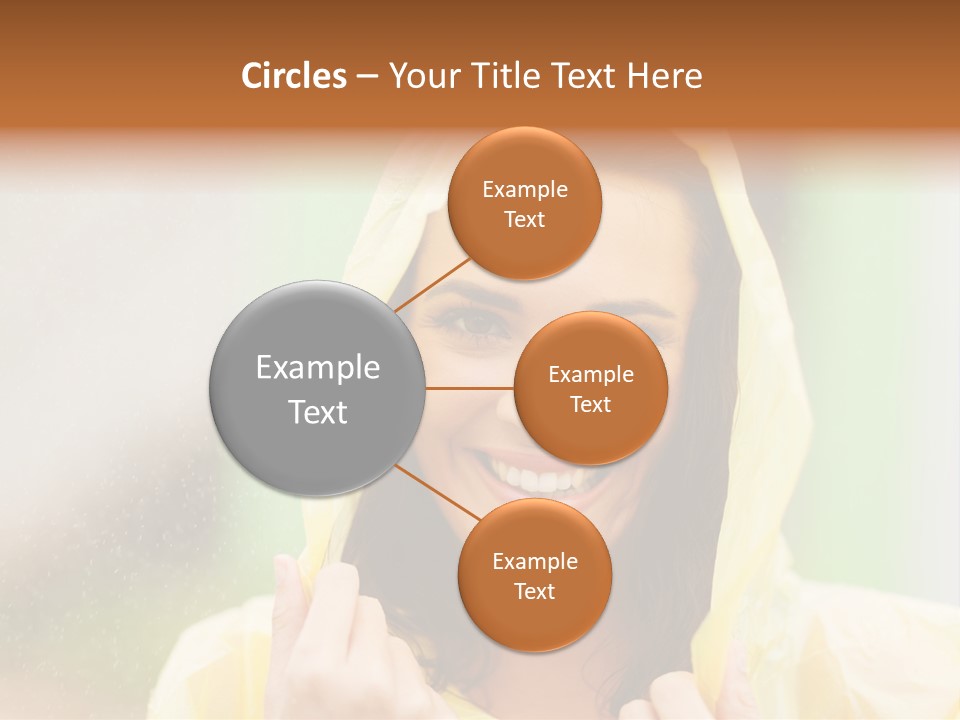 A Woman In A Yellow Raincoat Is Smiling PowerPoint Template