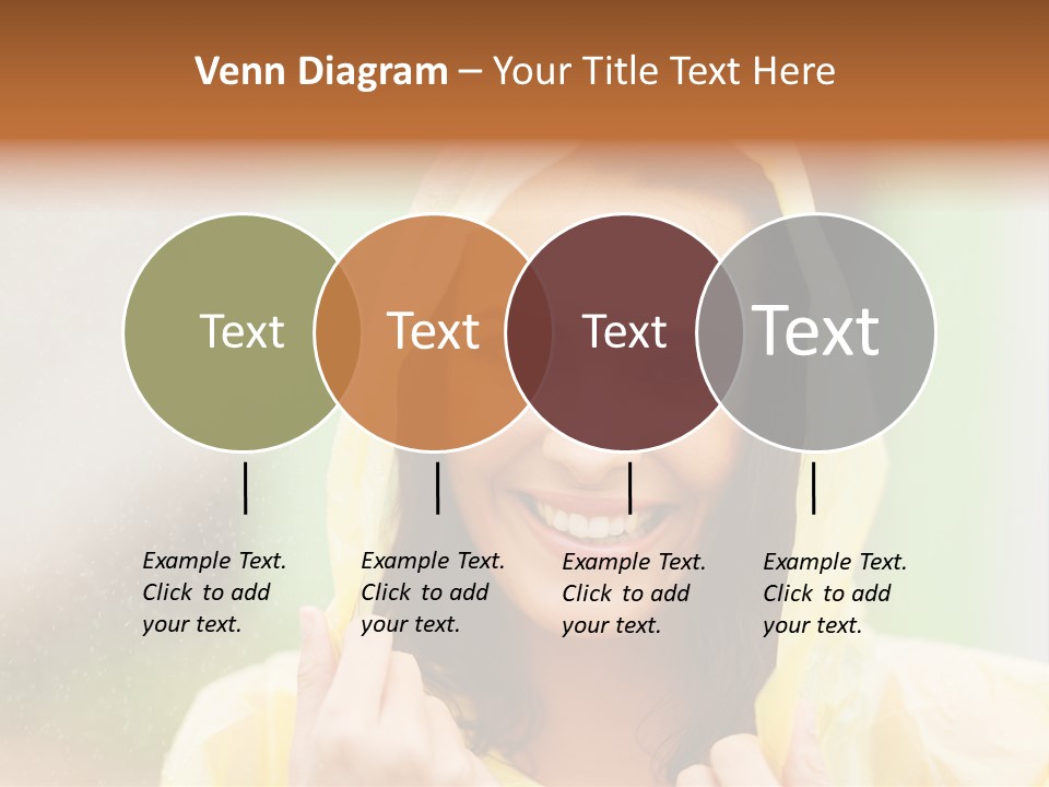 A Woman In A Yellow Raincoat Is Smiling PowerPoint Template