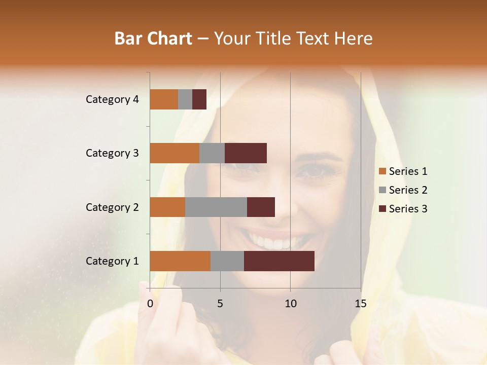 A Woman In A Yellow Raincoat Is Smiling PowerPoint Template