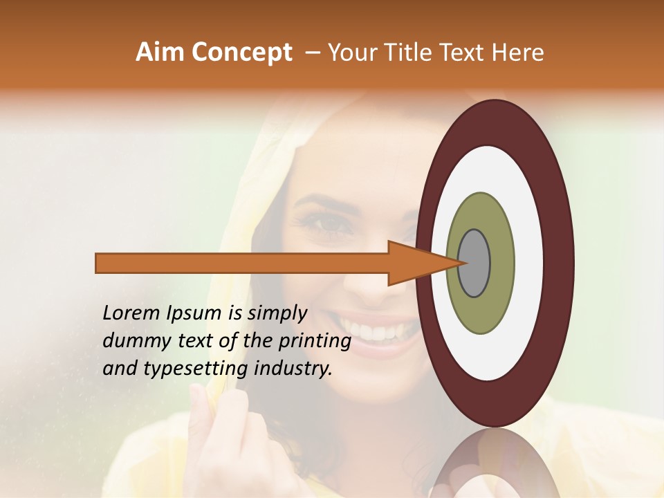 A Woman In A Yellow Raincoat Is Smiling PowerPoint Template