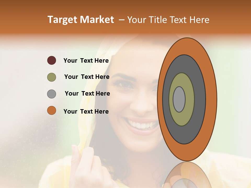 A Woman In A Yellow Raincoat Is Smiling PowerPoint Template