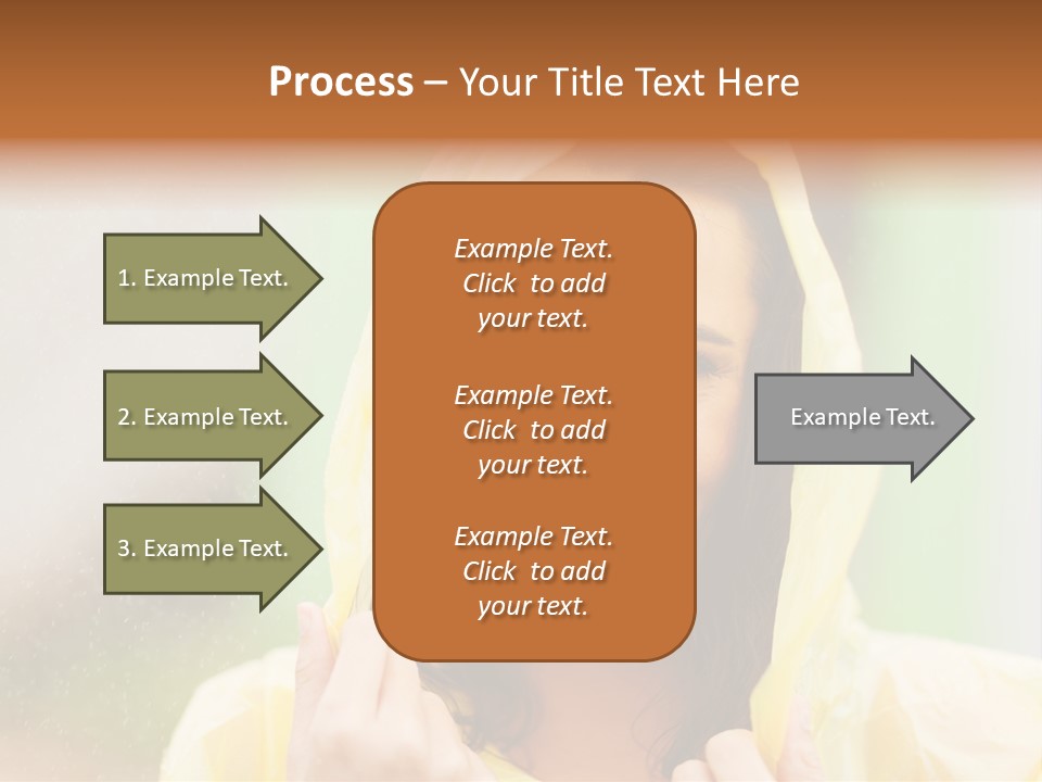 A Woman In A Yellow Raincoat Is Smiling PowerPoint Template
