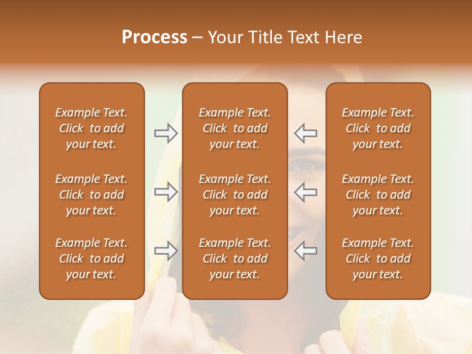 A Woman In A Yellow Raincoat Is Smiling PowerPoint Template
