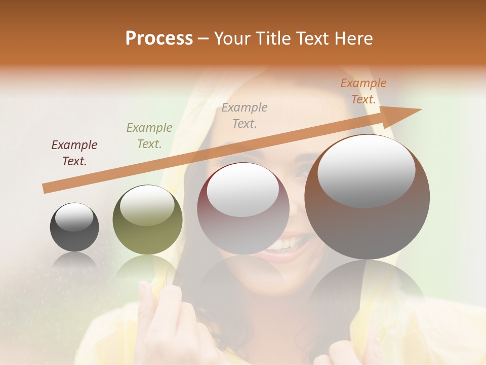 A Woman In A Yellow Raincoat Is Smiling PowerPoint Template