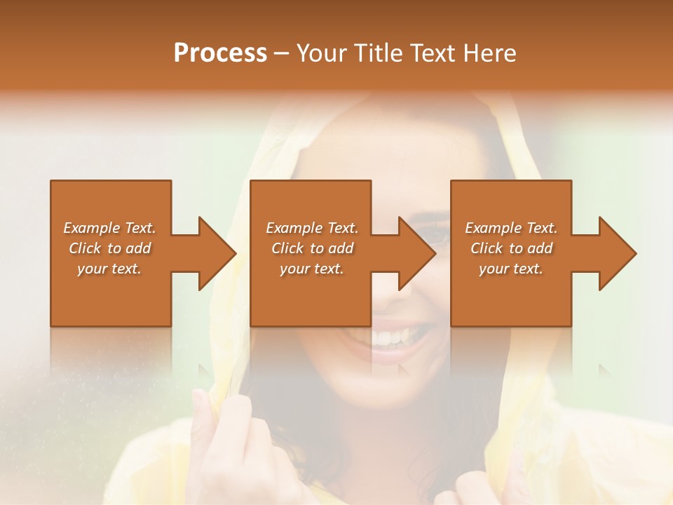 A Woman In A Yellow Raincoat Is Smiling PowerPoint Template