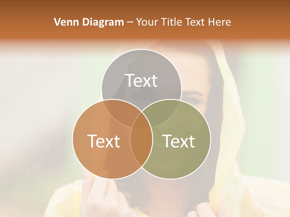 A Woman In A Yellow Raincoat Is Smiling PowerPoint Template