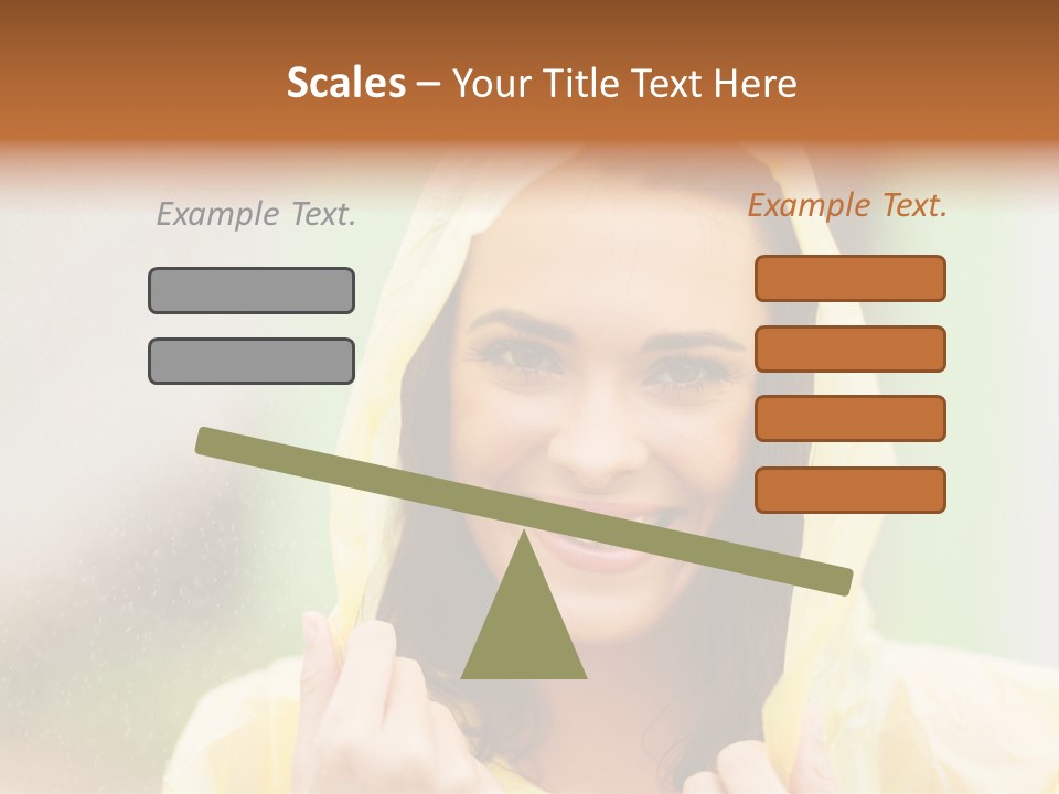 A Woman In A Yellow Raincoat Is Smiling PowerPoint Template
