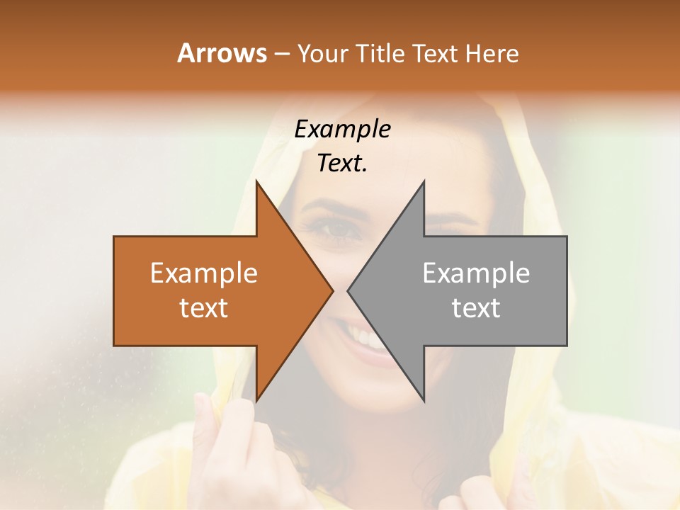 A Woman In A Yellow Raincoat Is Smiling PowerPoint Template