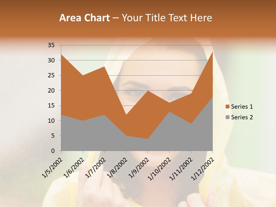 A Woman In A Yellow Raincoat Is Smiling PowerPoint Template