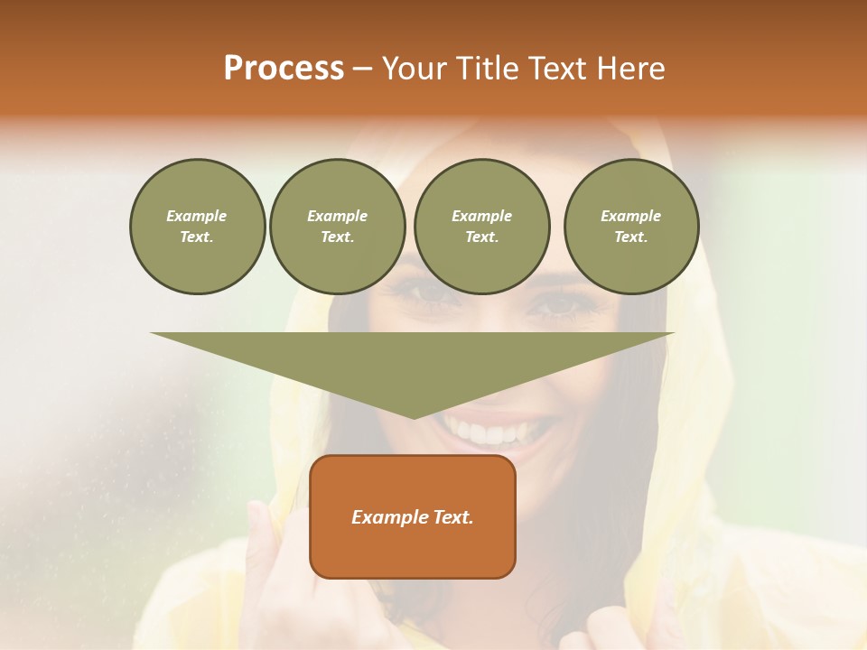 A Woman In A Yellow Raincoat Is Smiling PowerPoint Template