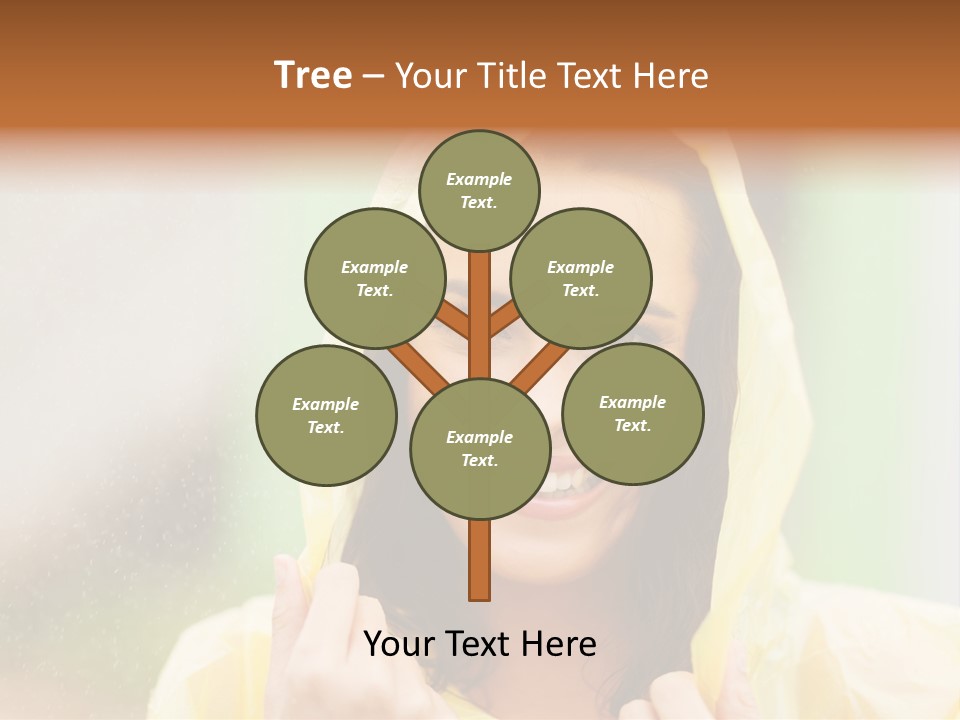 A Woman In A Yellow Raincoat Is Smiling PowerPoint Template