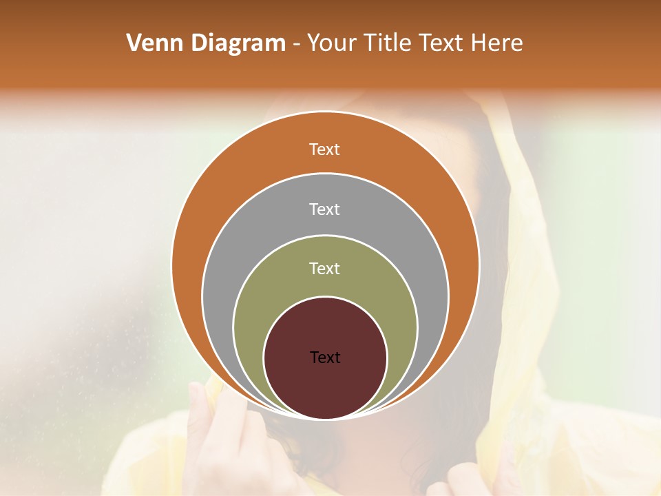 A Woman In A Yellow Raincoat Is Smiling PowerPoint Template