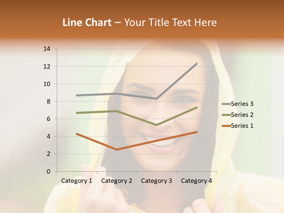 A Woman In A Yellow Raincoat Is Smiling PowerPoint Template