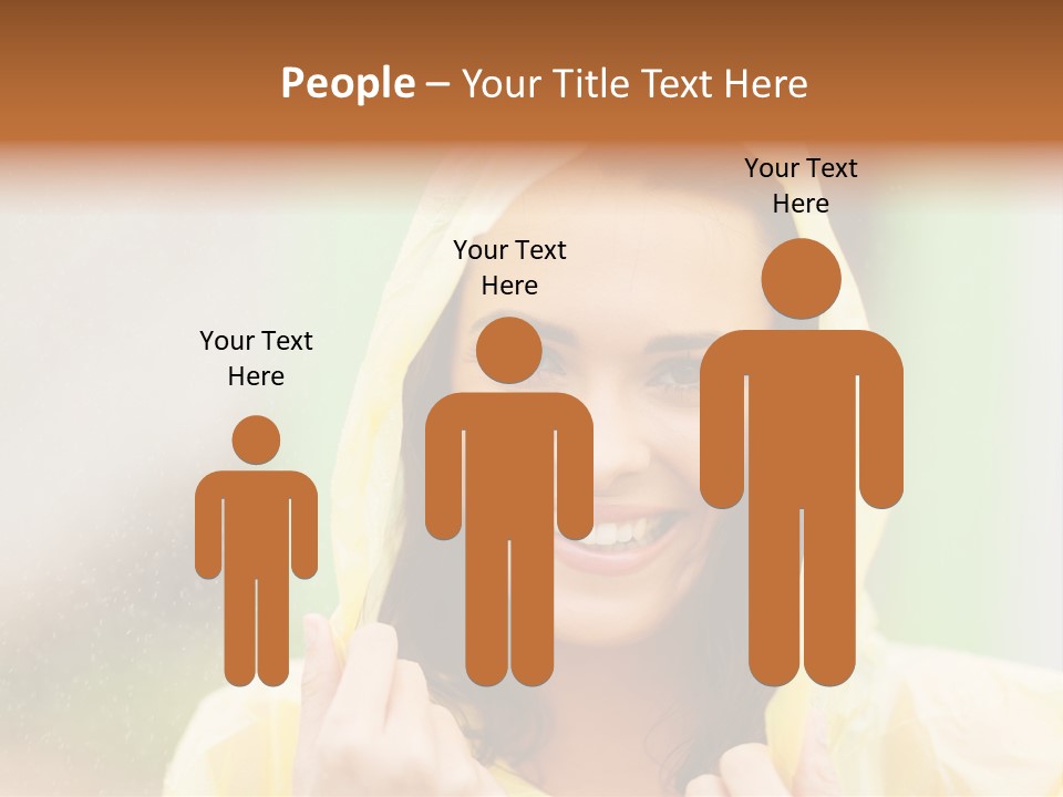 A Woman In A Yellow Raincoat Is Smiling PowerPoint Template