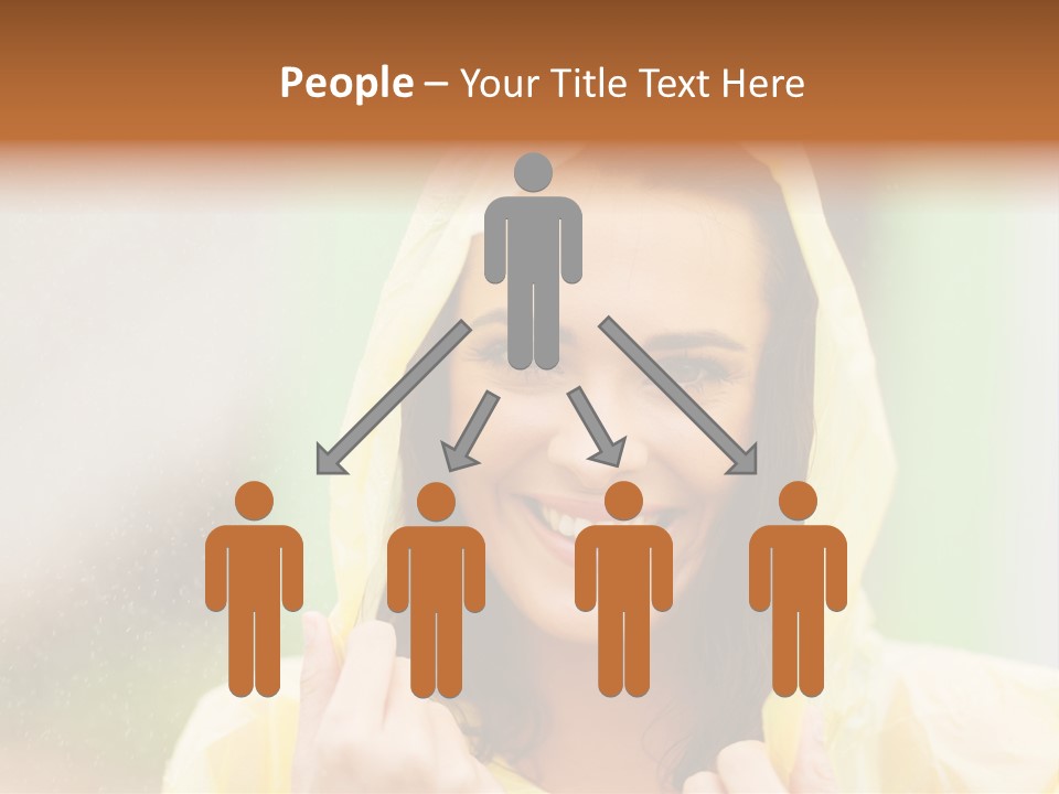 A Woman In A Yellow Raincoat Is Smiling PowerPoint Template
