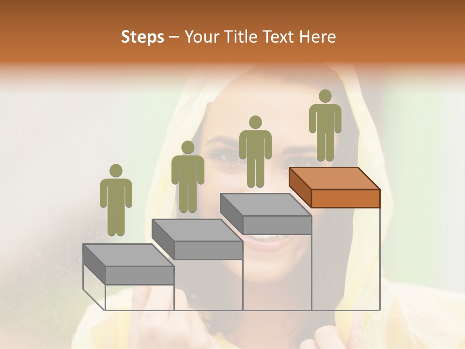 A Woman In A Yellow Raincoat Is Smiling PowerPoint Template