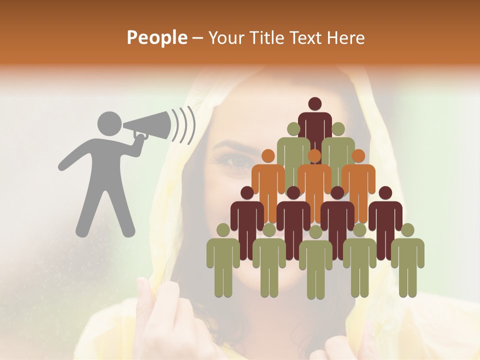 A Woman In A Yellow Raincoat Is Smiling PowerPoint Template