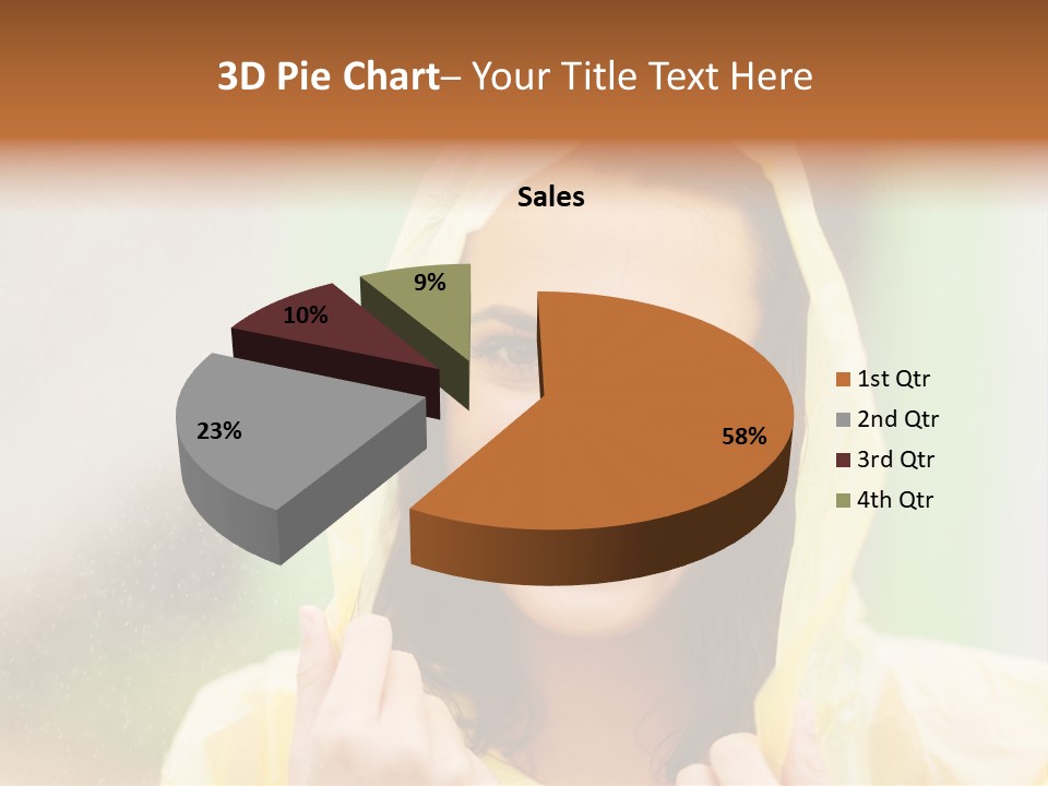 A Woman In A Yellow Raincoat Is Smiling PowerPoint Template