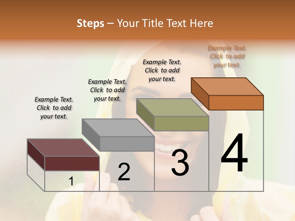 A Woman In A Yellow Raincoat Is Smiling PowerPoint Template