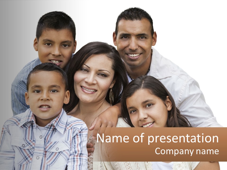 A Family Of Four Posing For A Picture PowerPoint Template