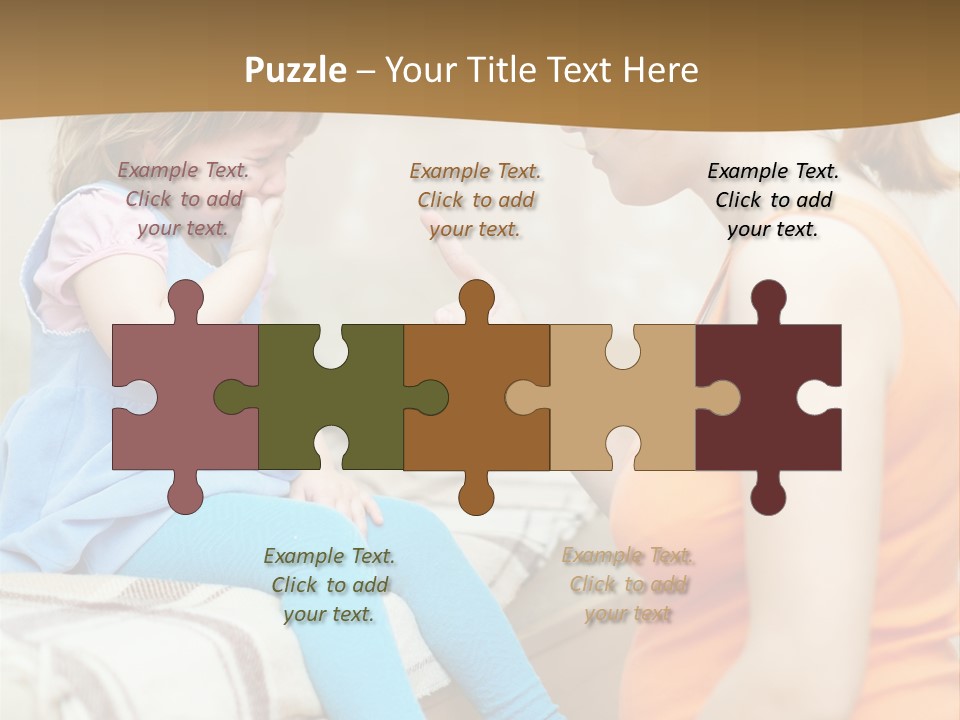 A Woman Sitting On A Bed Talking To A Little Girl PowerPoint Template