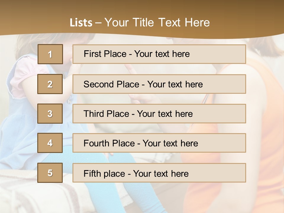 A Woman Sitting On A Bed Talking To A Little Girl PowerPoint Template