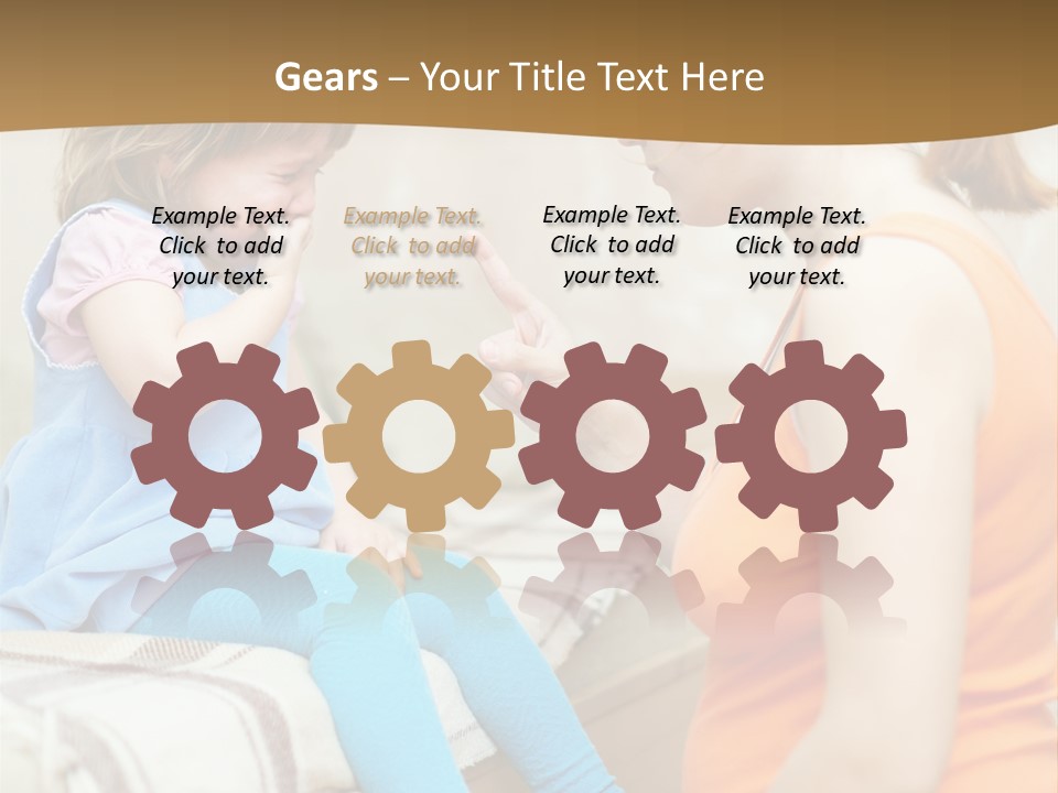 A Woman Sitting On A Bed Talking To A Little Girl PowerPoint Template