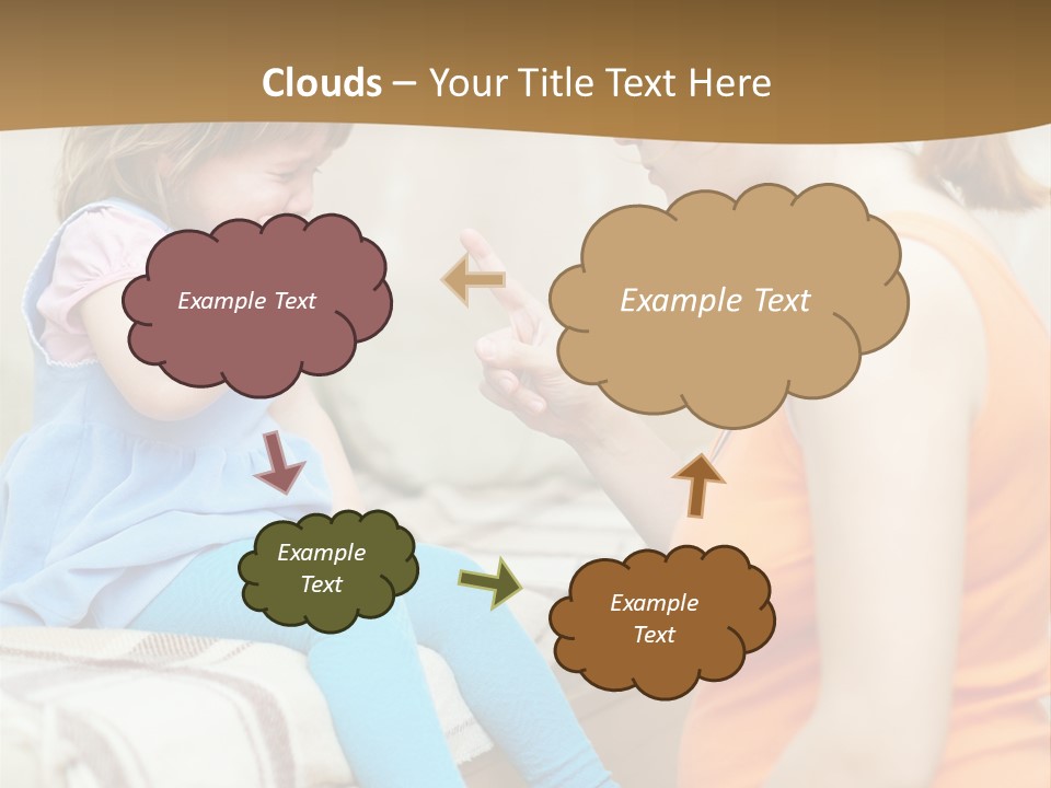 A Woman Sitting On A Bed Talking To A Little Girl PowerPoint Template