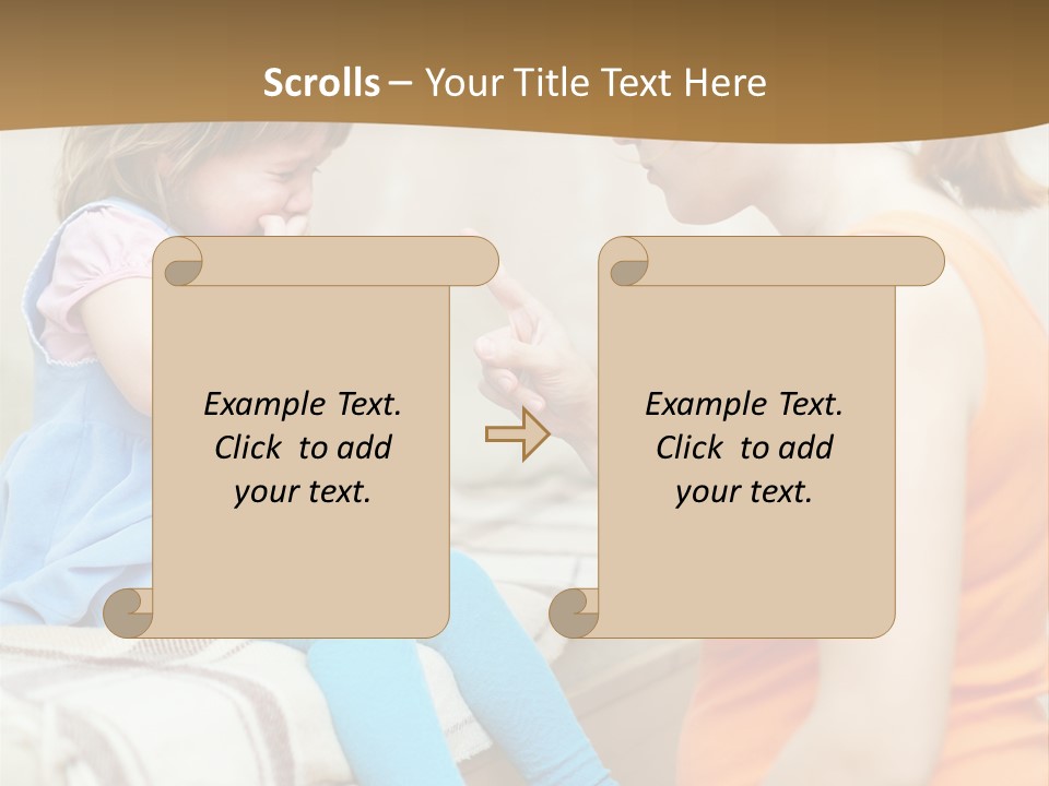 A Woman Sitting On A Bed Talking To A Little Girl PowerPoint Template