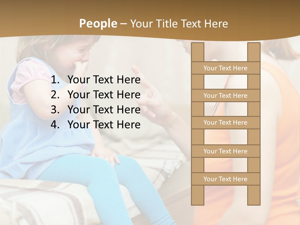 A Woman Sitting On A Bed Talking To A Little Girl PowerPoint Template