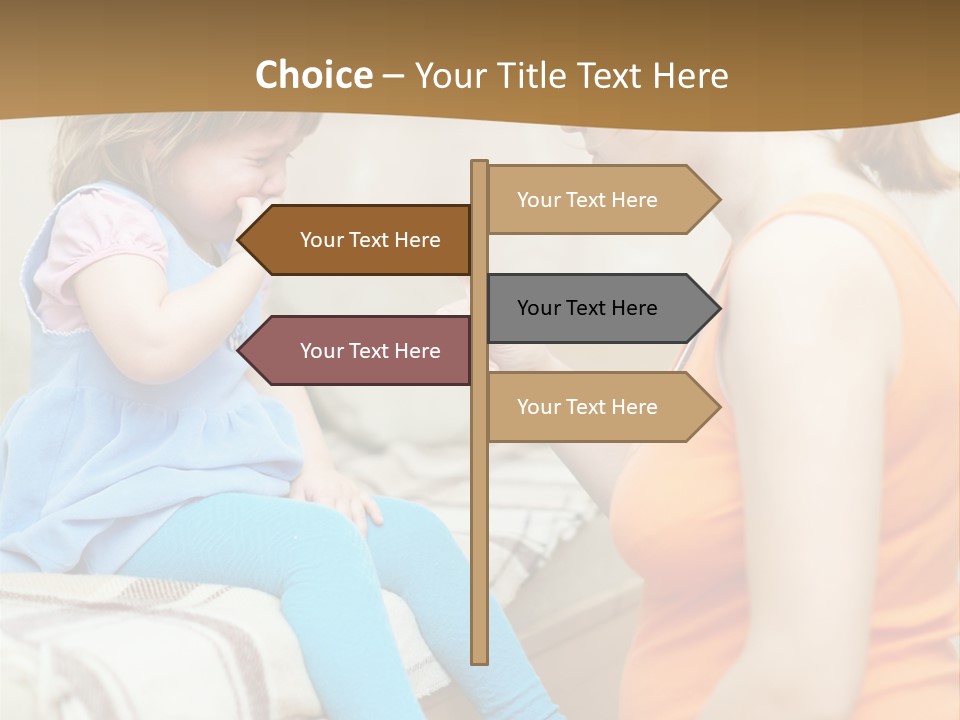 A Woman Sitting On A Bed Talking To A Little Girl PowerPoint Template
