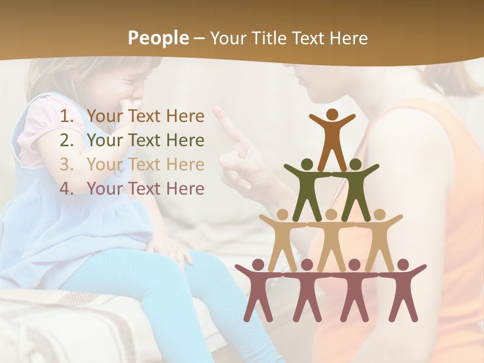 A Woman Sitting On A Bed Talking To A Little Girl PowerPoint Template