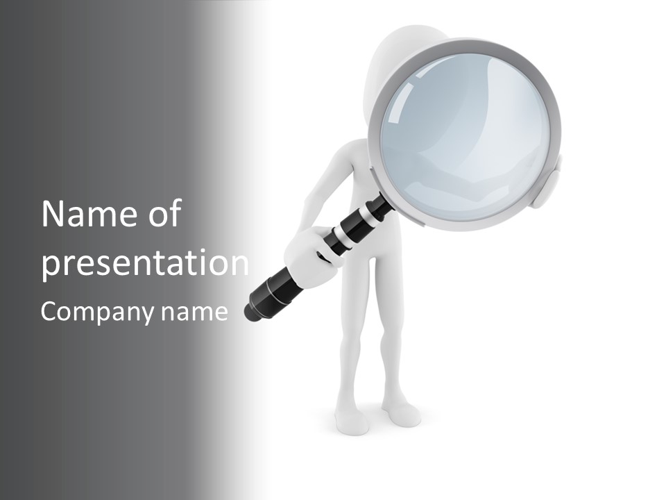 A Person Holding A Magnifying Glass Over His Head PowerPoint Template
