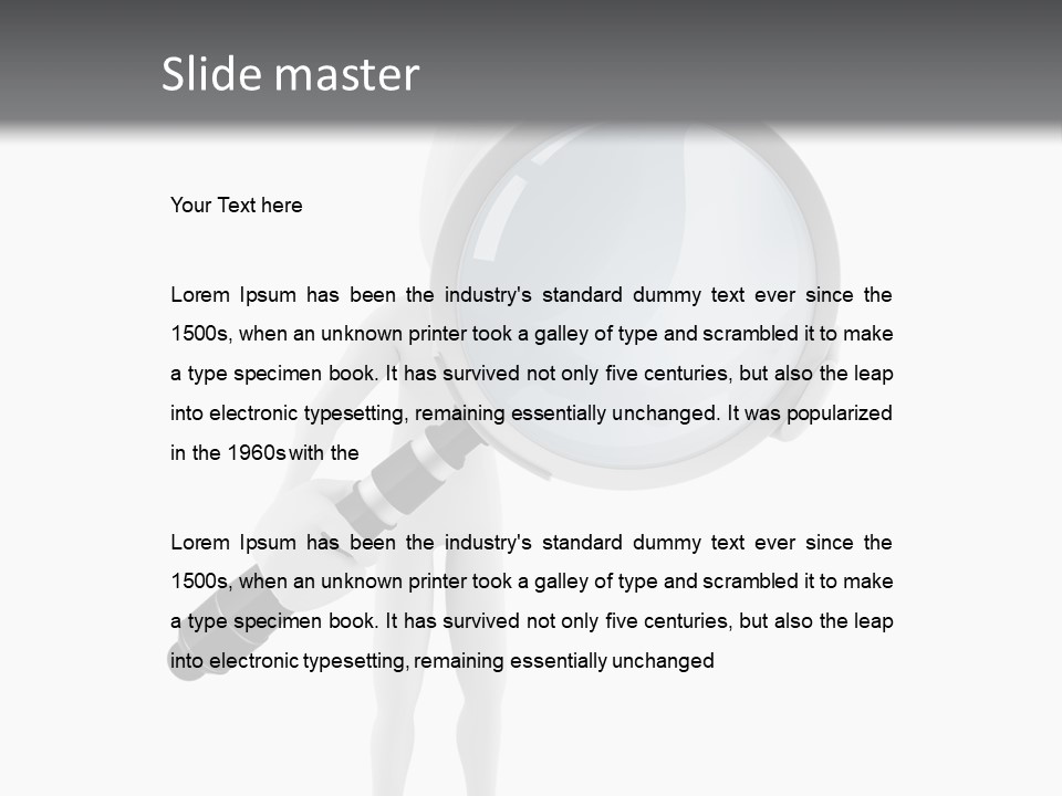 A Person Holding A Magnifying Glass Over His Head PowerPoint Template